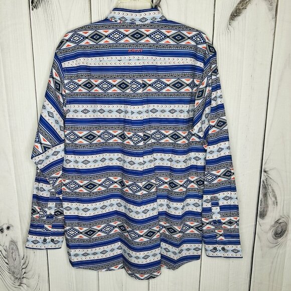 Ariat Ryder Classic Fit Aztec Print Button Down Shirt Sz M Blue Long Sleeve NWT - Picture 6 of 9